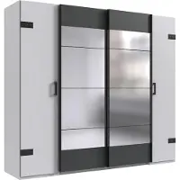 Wimex Armoire coulissante Stockholm, 225x65x210 cm, blanc et graphite (18881)
