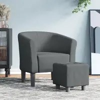 Prolenta Maison Exclusive - Fauteuil club avec repose-pieds, tissu gris foncé