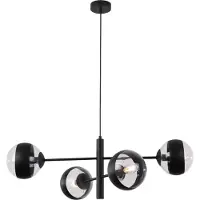 Light11 HOME Lampe à suspendre Toledo noire à 4 flammes avec abat-jour noir E14