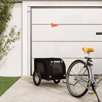 Prolenta Maison Exclusive - Remorque pour vélo pour chiens, tissu Oxford noir et fer