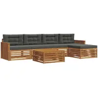 vidaXL Ensemble de canapés d'extérieur avec coussins 6 pièces Nature et Anthracite