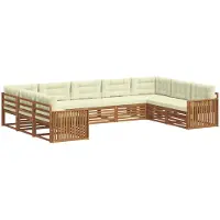 vidaXL Ensemble de canapés d'extérieur , 9 pièces, couleur naturel et crème, en bois massif d'acacia