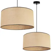 Light11 HOME Light-Home Juta Lampe à suspendre - métal avec abat-jour en tissu - E27 - Classique 1 flamme 45 cm - base noire et jute et biais noir