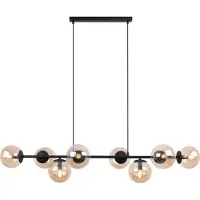 Light11 HOME Lampe à suspendre Siena noire 8 flammes avec abat-jour ambre E14