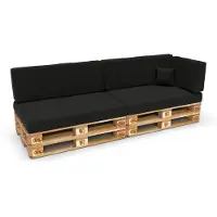 Pokar Coussin pour palette Coussins de palette avec housse amovible Canapé de palette, Taille:Lot de 6, Couleur:Noir