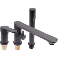 StarTech.com Robinetterie de baignoire - Mitigeur monocommande avec douchette extractible - Course 60–80 cm - Eau froide/chaude - Alliage d'aluminium - Filetage 1,27 cm - Noir