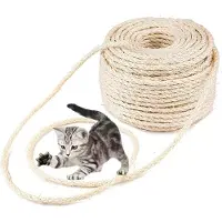 Merkloos Fibre de sisal pour arbres à chats, naturelles, 6 mm, 15 mètres, durables, jouet pour chats
