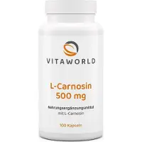 Vitaworld L-carnosine 500 mg | 100 gélules | 500 mg de L-carnosine par gélule | Fabriqué en Allemagne | Végétalien