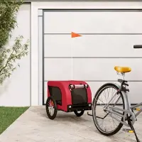 Prolenta Maison Exclusive - Remorque pour vélo, pour chiens, rouge et noire, en tissu Oxford et en fer
