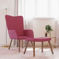 Prolenta Maison Exclusive - Fauteuil de détente avec repose-pieds, velours bordeaux