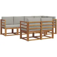 vidaXL Ensemble de canapés d'extérieur avec coussins 7 pièces Naturel et Gris clair