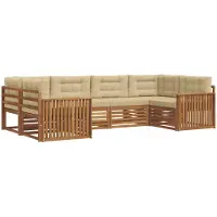 vidaXL - Ensemble de salon de jardin 6 pièces, en bois d'acacia massif, couleurs naturelles et beige