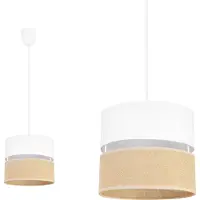 Light11 HOME Light-Home Juta Lampe à suspendre - métal avec abat-jour en tissu - E27 - Classique P 1-flamme 20 cm - base blanche et jute et blanc