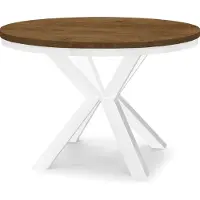Dekori.Interiors Table ronde à rallonges pour salle à manger RAL avec piétement en anneau, style loft, industriel, diamètre : 90 / 190 cm, Couleur : Chêne Lefkas / Blanc