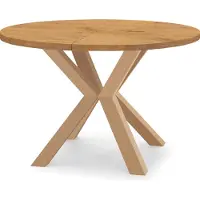 Dekori.Interiors Table ronde à rallonges pour salle à manger RAL avec pieds en bois, style loft, industriel, diamètre : 90 / 190 cm, couleur : chêne Lancelot