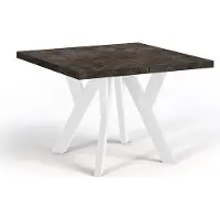Dekori.Interiors Table à rallonge carrée pour la salle à manger, NERO, style loft, scandinave, 90 / 190 cm, couleur : Atelier Dark / Blanc