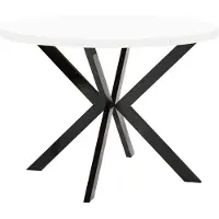 Dekori.Interiors Table ronde à rallonges pour la salle à manger, ENDIK, avec pieds en métal, style loft, industriel, diamètre : 120 / 220 cm, couleur : blanc / noir