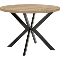 Dekori.Interiors Table de salle à manger ronde, noire, modèle ENDIK, 90/140 cm, extensible, en chêne Sonoma avec structure métallique – Style industriel, loft