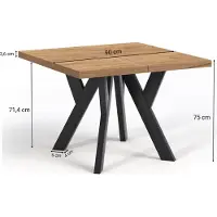 Dekori.Interiors Table à rallonge carrée pour la salle à manger, NERO, style loft, scandinave, 90 / 190 cm, Couleur : Chêne Craft Or / Noir