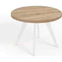 Dekori.Interiors Table ronde à rallonges pour la salle à manger, LORA, style loft, scandinave, diamètre : 90 / 140 cm, Couleur : Chêne Sonoma / Blanc