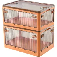 OEM boîtes de rangement en 2 parties avec couvercles, caisses pliables de 28 litres avec roulettes, boîte de rangement pliable avec cinq portes, conteneur organisateur de jouets