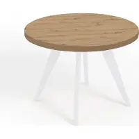 Dekori.Interiors Table ronde à rallonges pour la salle à manger, LORA, style loft, scandinave, diamètre : 90 / 140 cm, Couleur : Chêne Artisan / Blanc