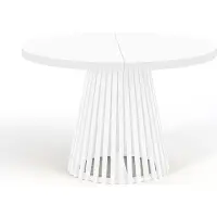 Dekori.Interiors Table de salle à manger ronde pliante, DOVER - style industriel/loft avec pieds à lattes, diamètre : 100 / 200 cm, couleur : blanc