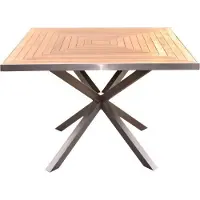 Lestix International 4 Stühle Cantene + Tisch Andalo 100 x 100 cm Edelstahl