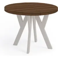 Dekori.Interiors Table ronde à rallonges pour la salle à manger, PERO, style loft, scandinave, diamètre : 90 / 190 cm, couleur : Franklin noyer / cachemire