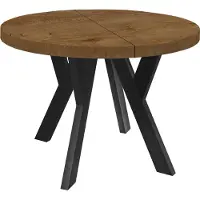 Dekori.Interiors Table à manger ronde extensible noire PERO 110/160 cm pour salle à manger, chêne Lefkas – style loft, scandinave