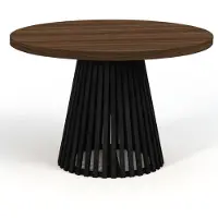 Dekori.Interiors Table ronde à rallonges pour la salle à manger, DOVER - Industrial, diamètre : 90 / 140 cm, couleur : Franklin noyer/ noir