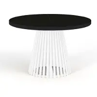 Dekori.Interiors Table de salle à manger pliante ronde DOVER à lattes, diamètre : 90 / 140 cm, couleur : noir / blanc