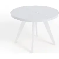 Dekori.Interiors Table ronde à rallonges pour la salle à manger, LORA, style loft, scandinave, diamètre : 90 / 140 cm, couleur : blanc