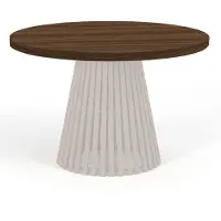Dekori.Interiors Table de salle à manger DOVER ronde à lattes, diamètre : 90 / 190 cm, couleur : franklin noyer / cachemire