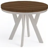 Dekori.Interiors Table ronde à rallonges pour la salle à manger, PERO avec un piètement à anneaux, style loft, diamètre : 110 / 210 cm, couleur : Franklin noyer / cachemire