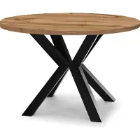 Dekori.Interiors Table ronde à rallonges pour la salle à manger RAL avec pieds en bois, style loft, industriel, diamètre : 90 / 190 cm, couleur : chêne wotan / noir