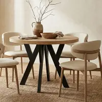 Dekori.Interiors Table à manger ronde extensible noire PERO 110/160 cm pour salle à manger, chêne Craft Golden – style loft, scandinave