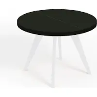 Dekori.Interiors Table à manger ronde noire LORA 90/190 cm extensible avec piètement blanc en bois de hêtre – style scandinave, loft