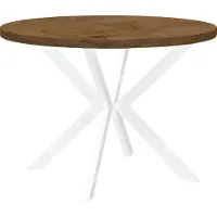 Dekori.Interiors Table ronde à rallonges pour la salle à manger, ENDIK, avec pieds en métal, style loft, industriel, diamètre : 100 / 150 cm, Couleur : Chêne Lefkas / Blanc