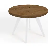 Dekori.Interiors Table ronde à rallonges pour la salle à manger, LORA, style loft, scandinave, diamètre : 110 / 160 cm, Couleur : Chêne Lefkas Foncé / Blanc