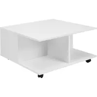 OEM Rootz Table basse - Table de salon avec 2 tiroirs et roulettes - Table avec 2 compartiments - Blanc - 70 x 70 cm