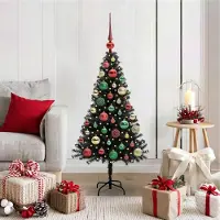 vidaXL Best Möbel Sapin de Noël avec 150 LEDs avec support Noir 120 cm PVC - Sapins de Noël artificiels Cloris Nouveau6724752 2parcel
