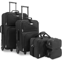 B2X Ensemble de bagages souples, 5 pièces, noir, polyester
