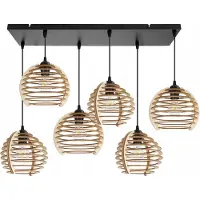Light11 HOME Suspension, lustre, bois, abat-jour LED