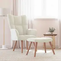 Prolenta Maison Exclusive - Fauteuil de détente avec repose-pieds, velours blanc crème