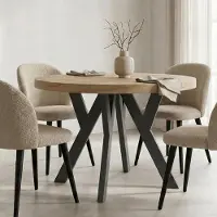 Dekori.Interiors Table à manger ronde extensible noire PERO 110/160 cm pour salle à manger, chêne Sonoma – style loft, scandinave