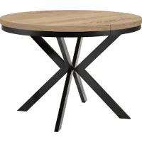 Dekori.Interiors Table de salle à manger ronde, noire, modèle ENDIK, 110/210 cm, extensible, en chêne Sonoma avec structure en métal, style industriel/loft