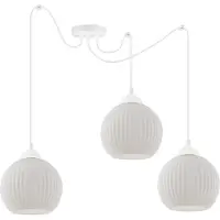 Light11 HOME Lampe à suspendre Spider Riffle Blanc 3 flammes avec abat-jour boule blanc E27