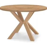 Dekori.Interiors Table extensible ronde Dekori pour salle à manger ou salon, style industriel et loft, finition RAL, diamètre : 110 / 210 cm, couleur : chêne Craft Gold