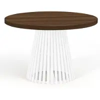 Dekori.Interiors Table ronde à rallonges pour la salle à manger, DOVER - Industrial/Loft Still avec pieds à lamelles, Diamètre : 90 / 190 cm, Couleur : franklin noyer